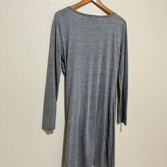 Leith Gray Long Sleeve Ruched dress grunge vintage prairie career classy - Picture 5 of 5